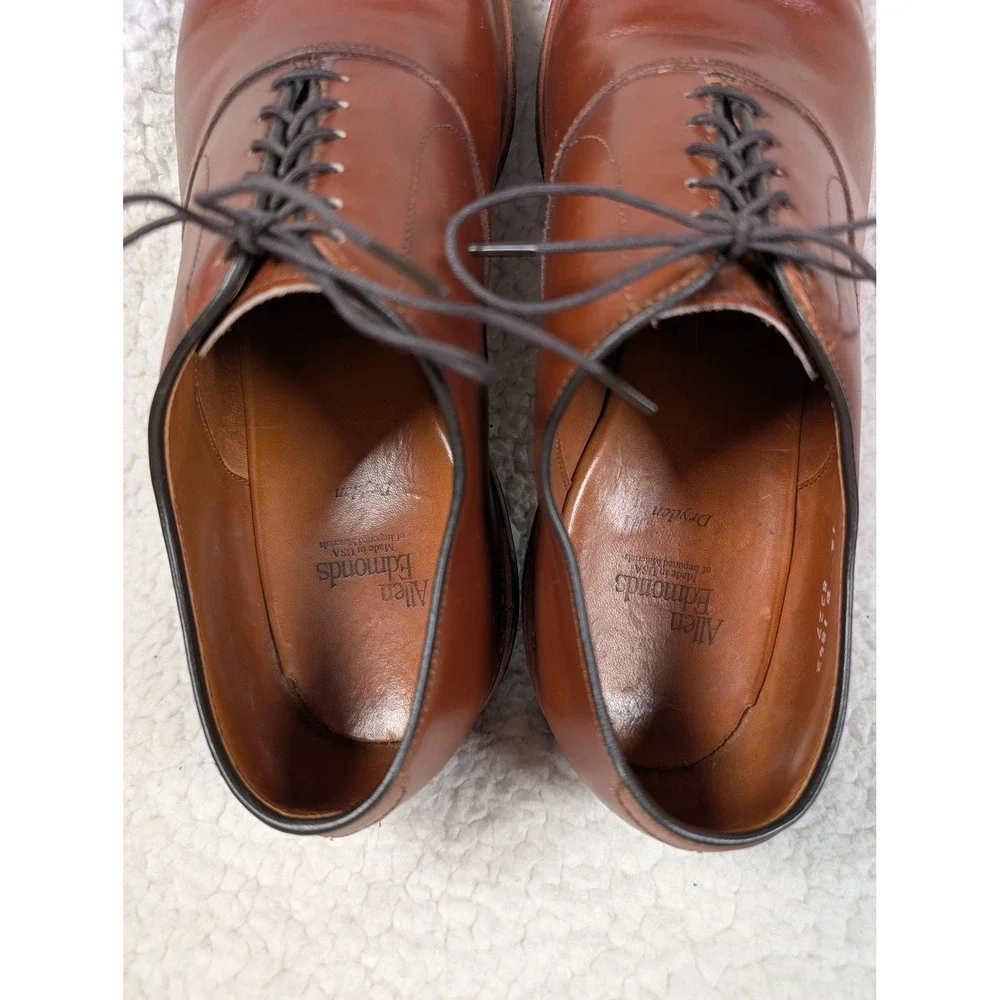 Allen Edmonds Dryden Brown Leather Medallion Cap Toe Oxford Shoes Mens 12 D 1842